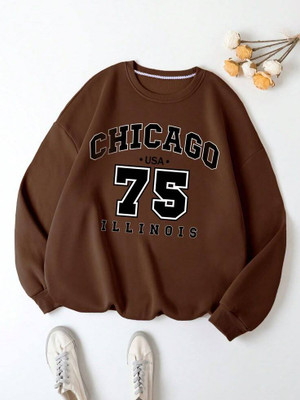 NEMOENTERPRISE Printed Round Neck Casual Women Brown Sweater