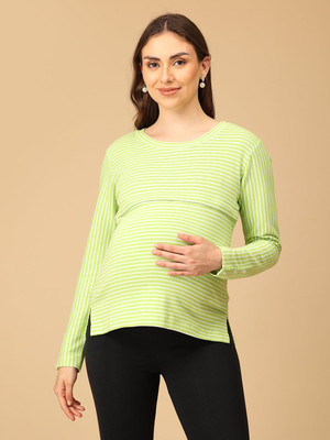 The Mom Store Full Sleeve Striped Women Sweatshirt