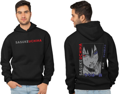 Joy nd Happinness Printed Hooded Neck Casual Men Black Sweater
