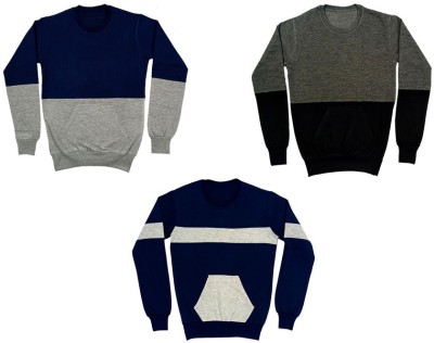 Indistar Full Sleeve Solid, Color Block Boys Sweatshirt