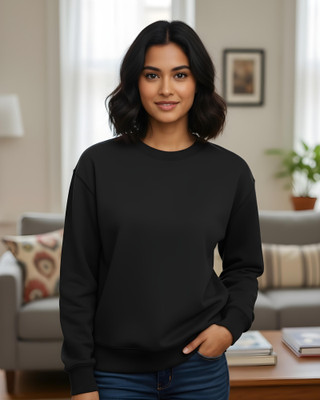 FLYIND VOGUE OUTFIT Short Sleeve Solid Women Sweatshirt