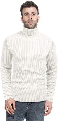 Farlucci Solid High Neck Casual Men White Sweater