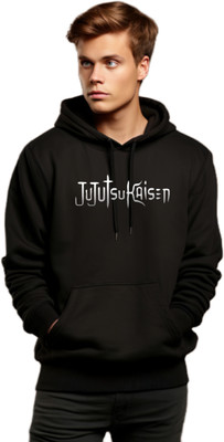 Joy nd Happinness Printed Hooded Neck Casual Men Black Sweater
