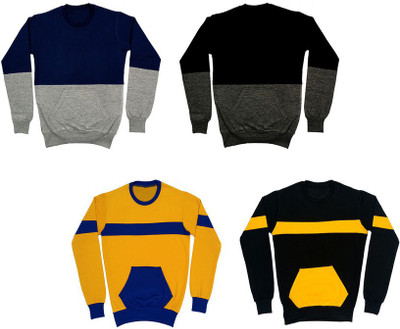 Indistar Full Sleeve Color Block Boys Sweatshirt