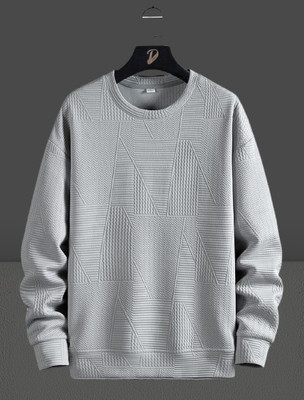 Lewit Full Sleeve Self Design Men Reversible Sweatshirt
