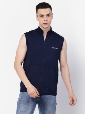 KALT Sleeveless Self Design Men Sweatshirt