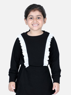 Aww Hunnie Full Sleeve Self Design Girls Sweatshirt