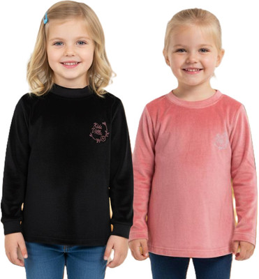 salvia Full Sleeve Solid Girls Sweatshirt
