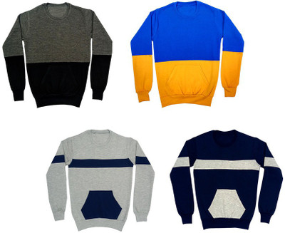 Indistar Full Sleeve Color Block Boys Sweatshirt
