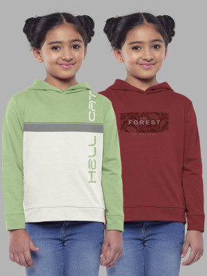 Hellcat Full Sleeve Color Block, Printed Girls Sweatshirt