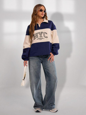 Tabadtod Full Sleeve Printed, Color Block Women Sweatshirt