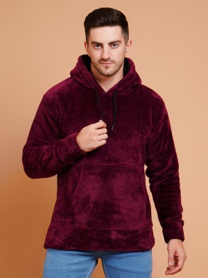 METRONAUT Metronaut Printed Velvet Hoodie for Men Full Sleeve Solid Men Sweatshirt