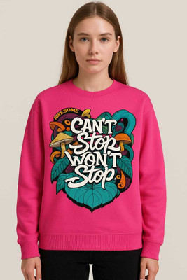 Elite Printed Round Neck Casual Women Pink Sweater