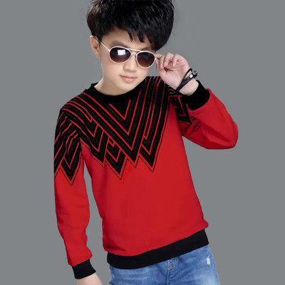 SUPERSQUAD Full Sleeve Chevron/Zig Zag, Color Block, Graphic Print, Self Design Boys Sweatshirt