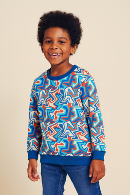 NX KIDDO WORLD Full Sleeve Chevron/Zig Zag Boys & Girls Sweatshirt