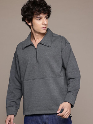 Roadster Full Sleeve Solid Men Sweatshirt