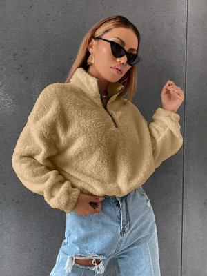 Timyka Full Sleeve Self Design Women Sweatshirt