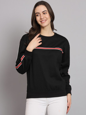 7 ISLANDS Solid, Striped Round Neck Casual Men Black Sweater
