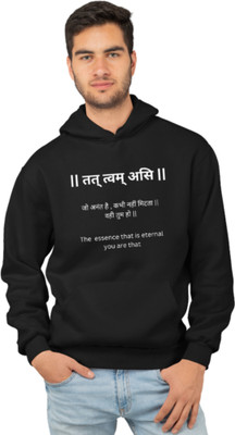Joy nd Happinness Printed Hooded Neck Casual Men Black Sweater