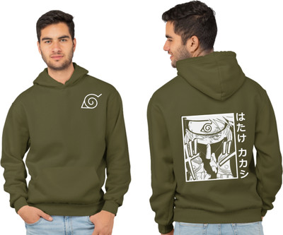 Joy nd Happinness Printed Hooded Neck Casual Men Dark Green Sweater