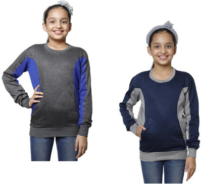 Indistar Full Sleeve Color Block Girls Sweatshirt