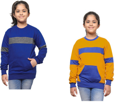 Indistar Full Sleeve Color Block Girls Sweatshirt