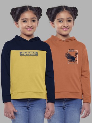 Hellcat Full Sleeve Printed, Color Block Girls Sweatshirt