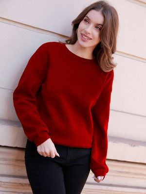 ANBICH DESIGNS Full Sleeve Solid Women Sweatshirt