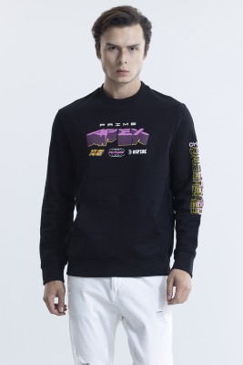 Snitch Full Sleeve Self Design Men Sweatshirt