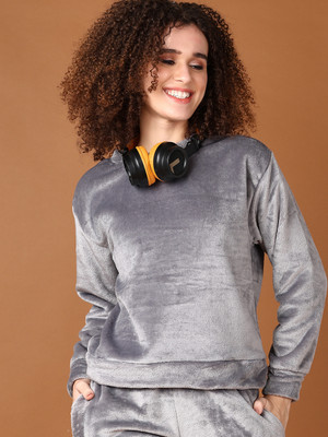 V-MART Full Sleeve Solid Women Sweatshirt