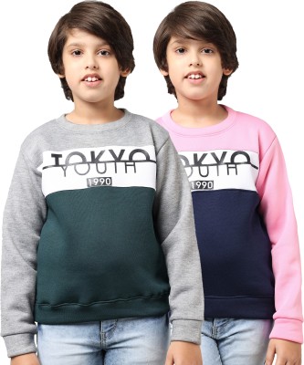 Trendy World Full Sleeve Color Block, Printed Boys Sweatshirt