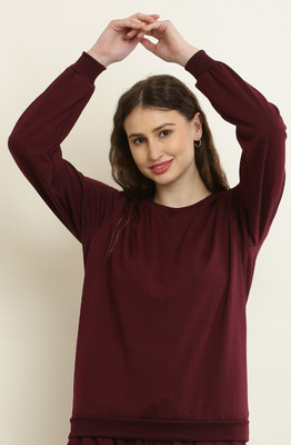 elegance redefined Full Sleeve Solid Women Sweatshirt