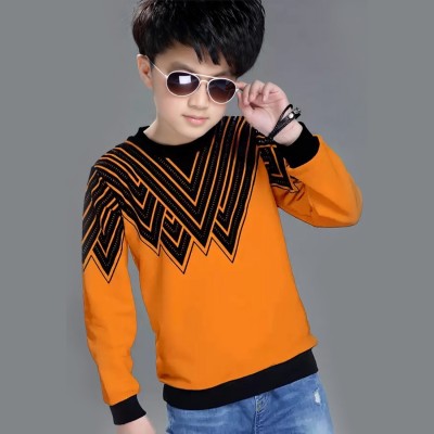 SUPERSQUAD Full Sleeve Chevron/Zig Zag, Color Block, Graphic Print, Self Design Boys Sweatshirt