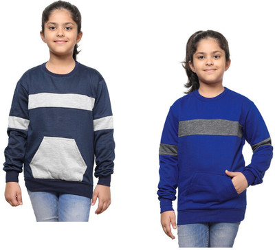 Indistar Full Sleeve Color Block Girls Sweatshirt