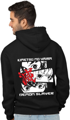 Joy nd Happinness Printed Hooded Neck Casual Men Black Sweater