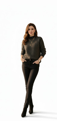 Abhay enterprises Full Sleeve Solid, Self Design Women Sweatshirt