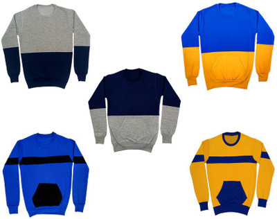 Indistar Full Sleeve Color Block Boys Sweatshirt