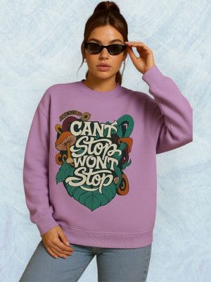 Elite Printed Round Neck Casual Women Purple Sweater