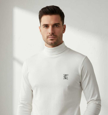 Greeks and turks Solid High Neck Casual Men White Sweater