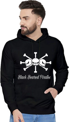 Joy nd Happinness Printed Hooded Neck Casual Men Black Sweater