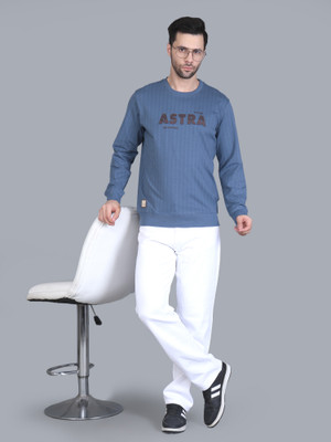 AURAMIND Full Sleeve Printed, Striped Men Sweatshirt