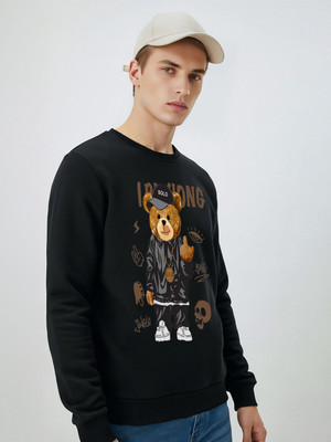 SCOTT FINCHER Full Sleeve Solid, Printed Men Sweatshirt