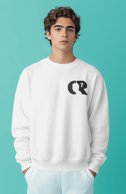 AZUREM Full Sleeve Embellished, Solid Men Sweatshirt