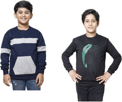 MT FASHION Full Sleeve Color Block, Printed Boys Sweatshirt