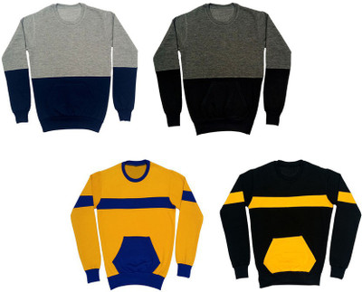 Indistar Full Sleeve Color Block Boys Sweatshirt