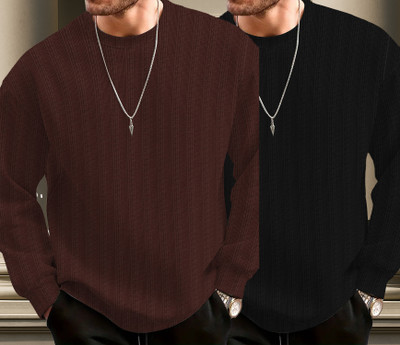 KAJARU Full Sleeve Self Design Men Sweatshirt