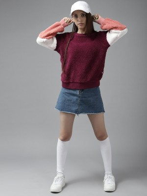 UTH by Roadster Full Sleeve Self Design Girls Reversible Sweatshirt
