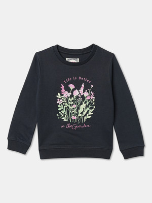 R&B Full Sleeve Graphic Print Girls Sweatshirt