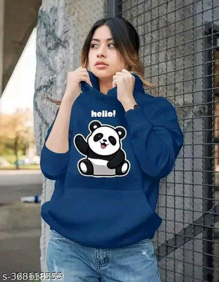 Panda Bear Full Sleeve Graphic Print Women Sweatshirt