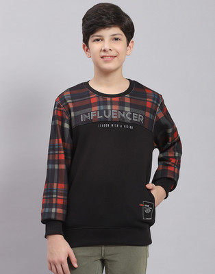 MONTE CARLO Full Sleeve Checkered Boys Sweatshirt